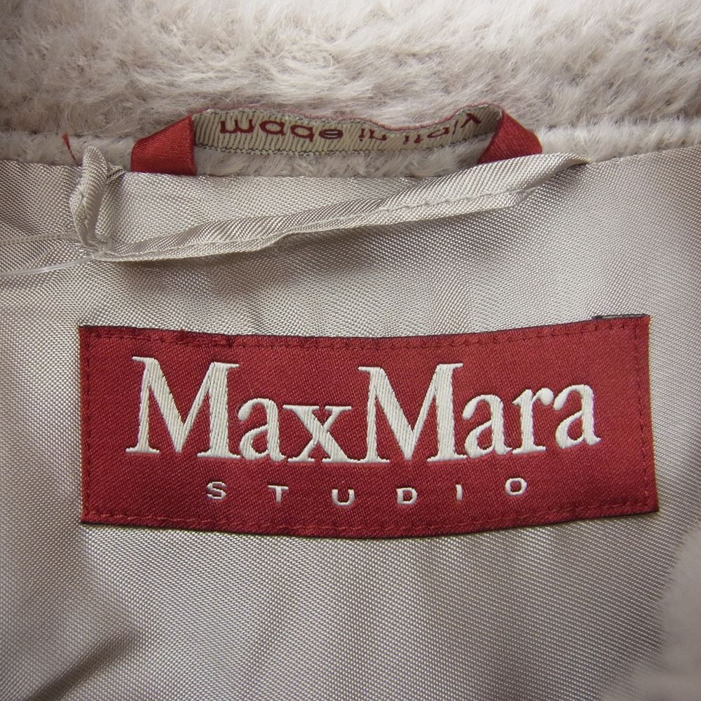 MAX MARA マックスマーラ STUDIO 赤タグ イタリア製 アルパカ ヴァージンウール シャギー コート ベージュ系 40【中古】