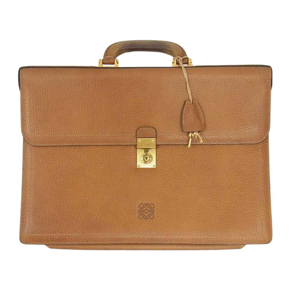 LOEWE ロエベ アナグラム レザー ブリーフケース ブラウン系【中古】