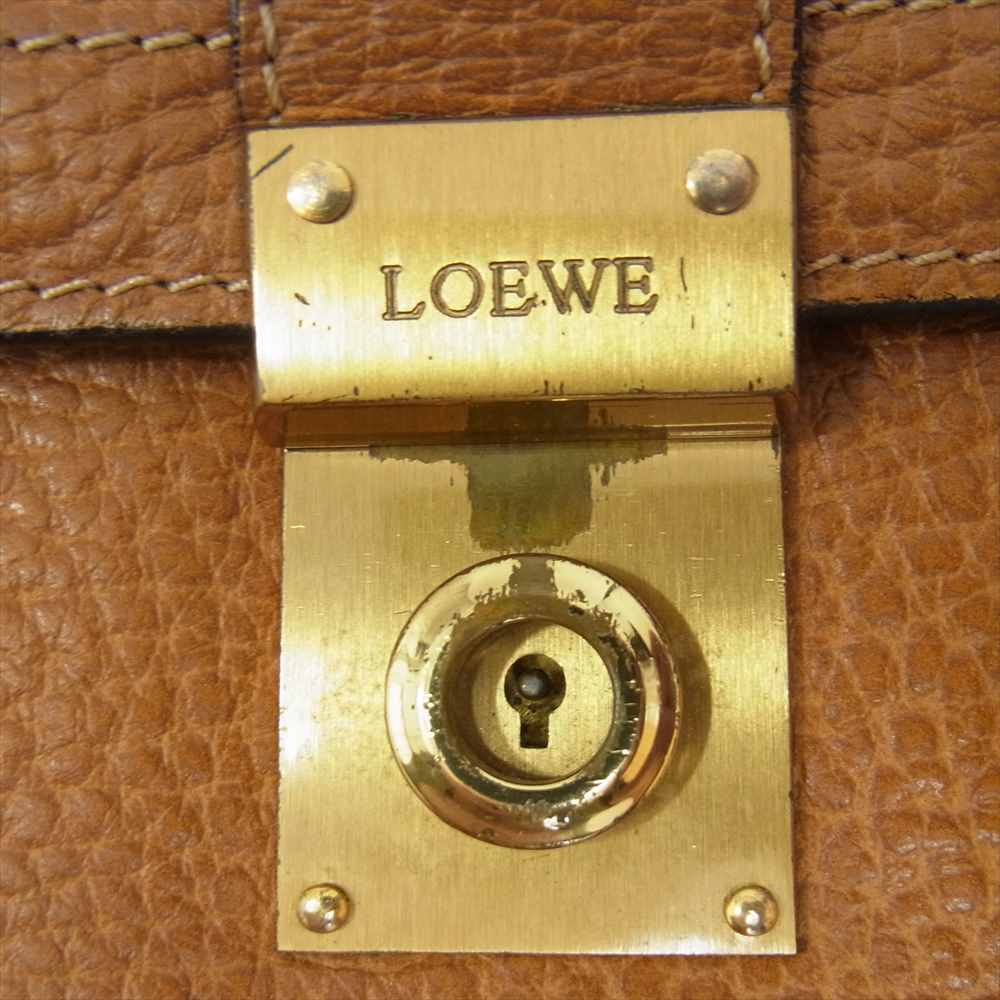 LOEWE ロエベ アナグラム レザー ブリーフケース ブラウン系【中古】