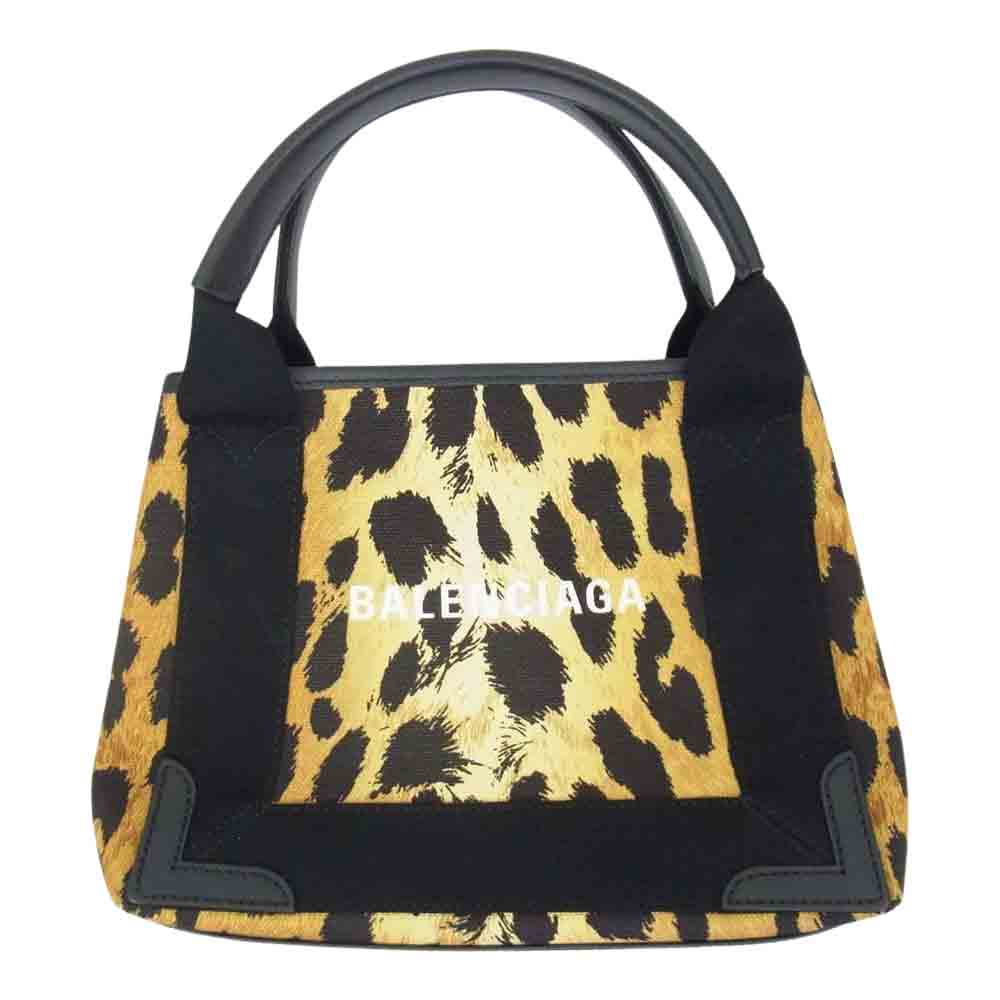 BALENCIAGA バレンシアガ 390346 ネイビーカバス XS レオパード ハンドバッグ ブラック系 ライトブラウン系 ブラウン系【中古】