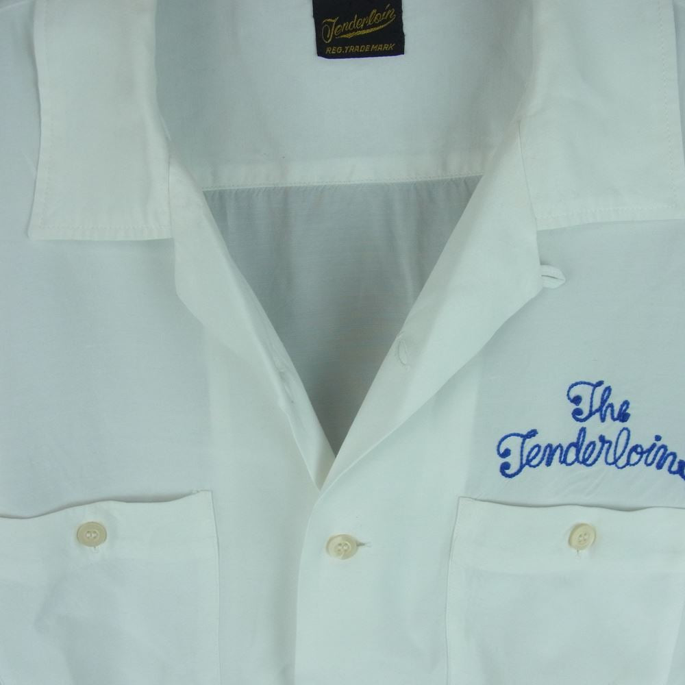 TENDERLOIN テンダーロイン T-BOWLS SHT ボウリング 刺繍ロゴ 長袖 シャツ ブルー刺繍 レーヨン 日本製 ホワイト系 M【中古】
