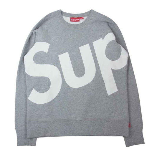 Supreme シュプリーム 13AW Sup Big Logo Crewneck ビッグ ロゴ プリント クルーネック スウェット トレーナー グレー系【中古】