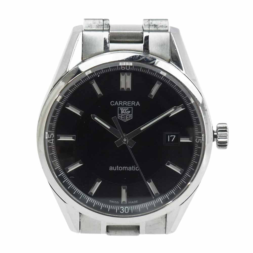 TAG HEUER タグホイヤー WV211B カレラ クロノグラフ ステンレススチール 黒文字盤 自動巻き オートマ 時計 シルバー系【中古】