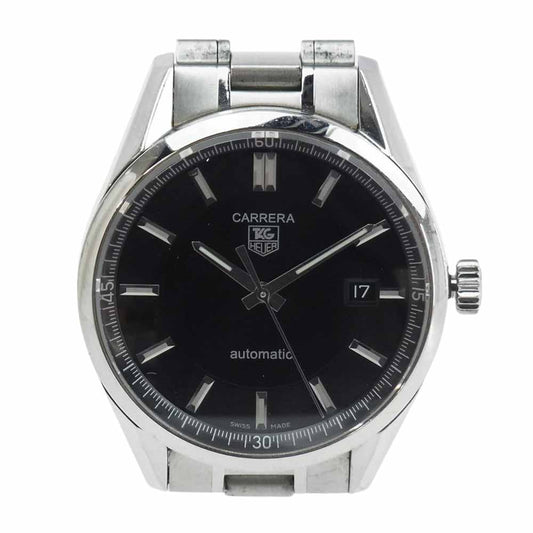 TAG HEUER タグホイヤー WV211B カレラ クロノグラフ ステンレススチール 黒文字盤 自動巻き オートマ 時計 シルバー系【中古】