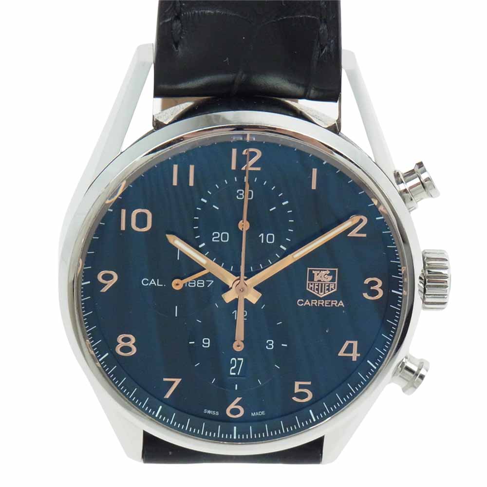 TAG HEUER タグホイヤー CAR2014-4 カレラ キャリバー1887 クロノグラフ 自動巻き 黒文字盤  オートマ 時計 シルバー系 ブラック系【中古】