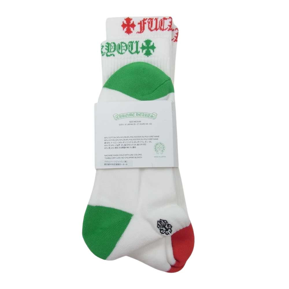 CHROME HEARTS クロムハーツ（原本無） SOCKS OLD ENGLISH オールドイングリッシュ ロゴ 靴下 ソックス ホワイト系 M【新古品】【未使用】【中古】
