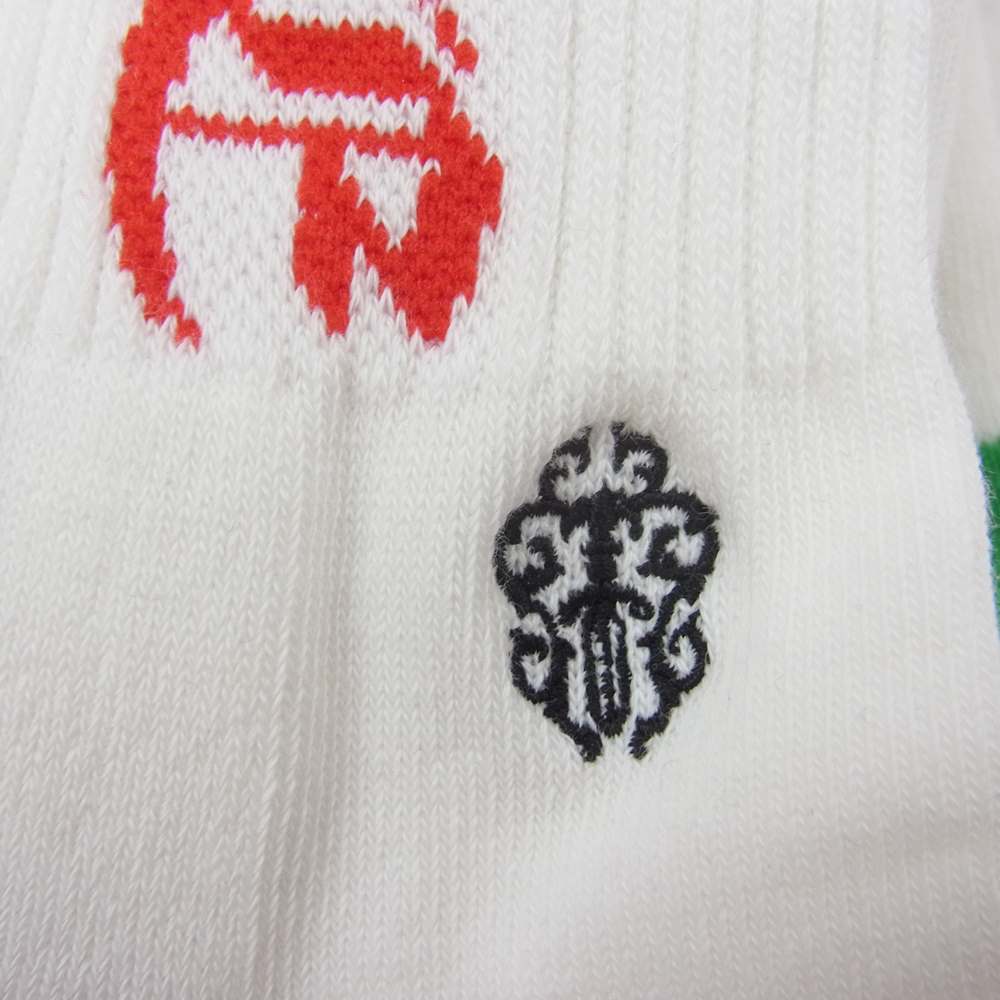 CHROME HEARTS クロムハーツ（原本無） SOCKS OLD ENGLISH オールドイングリッシュ ロゴ 靴下 ソックス ホワイト系 M【新古品】【未使用】【中古】