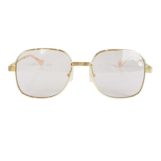 GUCCI グッチ GG0788S メタルフレーム スクエア メガネ アイウェア ピンク系【中古】