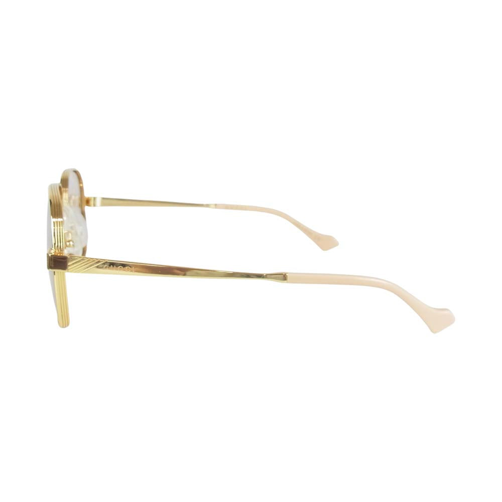GUCCI グッチ GG0788S メタルフレーム スクエア メガネ アイウェア ピンク系【中古】