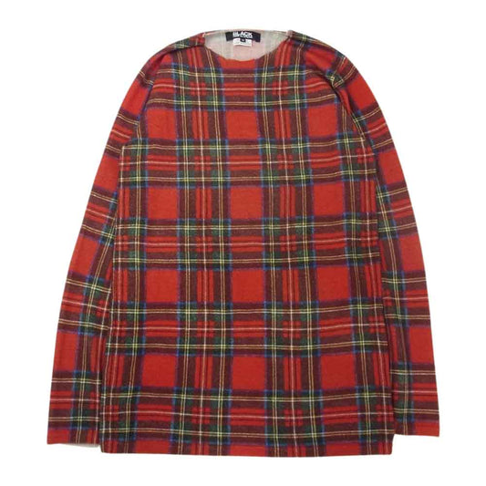 BLACK COMME des GARCONS ブラックコムデギャルソン 1R-N004 AD2016 タータンチェック ウール ニット セーター レッド系 M【中古】