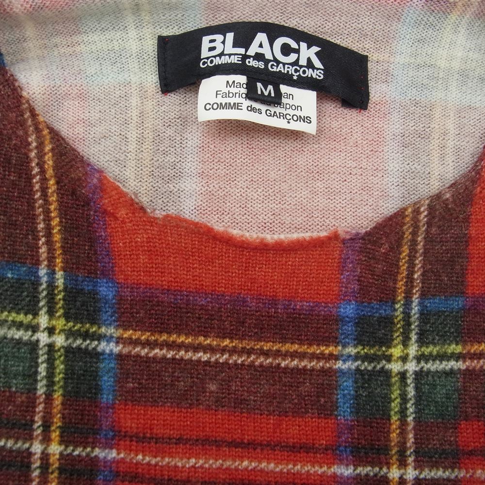 BLACK COMME des GARCONS ブラックコムデギャルソン 1R-N004 AD2016 タータンチェック ウール ニット セーター レッド系 M【中古】