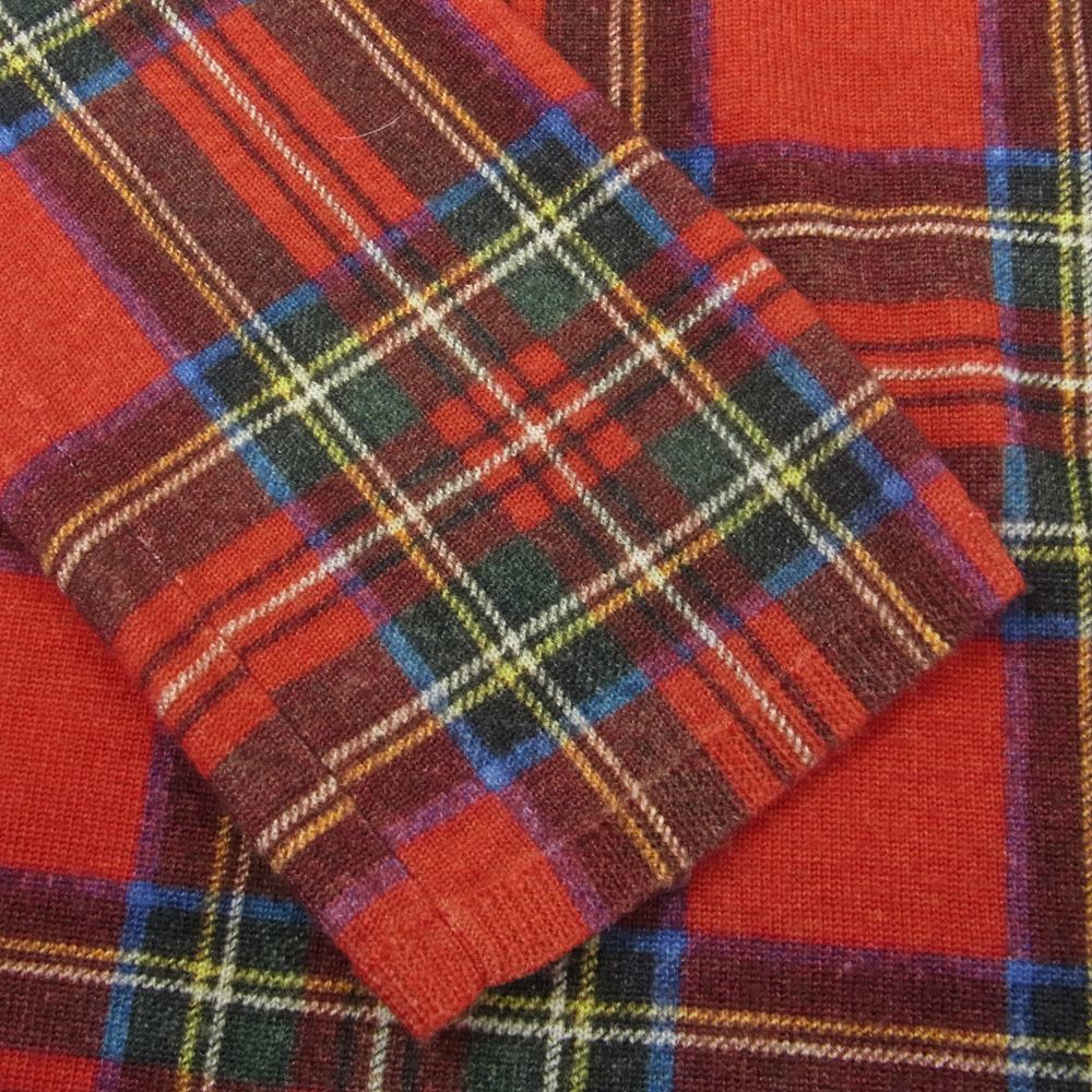 BLACK COMME des GARCONS ブラックコムデギャルソン 1R-N004 AD2016 タータンチェック ウール ニット セーター レッド系 M【中古】