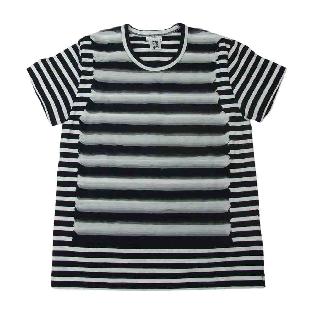 COMME des GARCONS コムデギャルソン noir kei ninomiya ノワールケイニノミヤ AD2018 3C-T008 チュールボーダー 半袖 カットソー ブラック系 ホワイト系 S【中古】