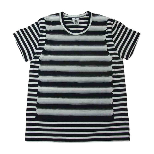 COMME des GARCONS コムデギャルソン noir kei ninomiya ノワールケイニノミヤ AD2018 3C-T008 チュールボーダー 半袖 カットソー ブラック系 ホワイト系 S【中古】