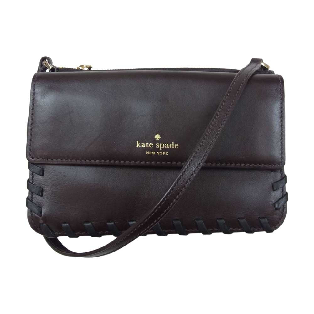Kate Spade ケイトスペード J183 レザー ショルダー バッグ ブラウン系【中古】