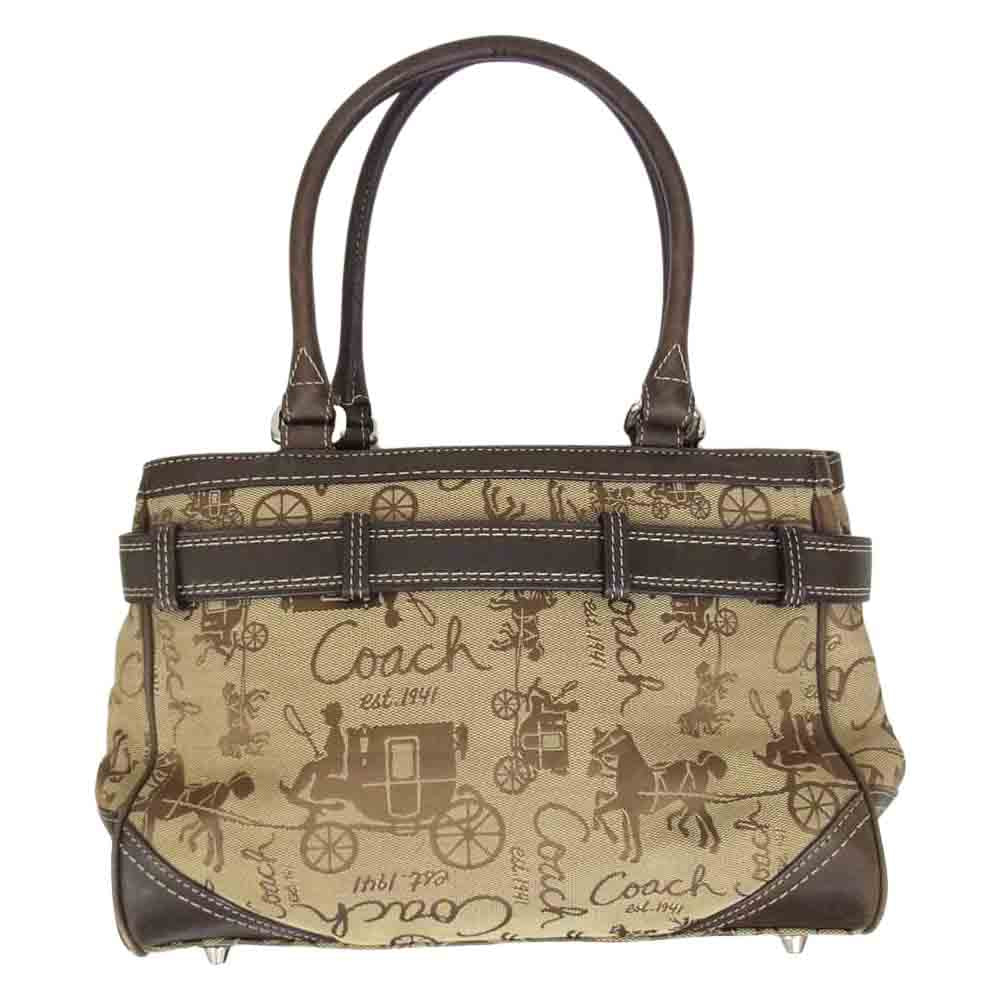 COACH コーチ F14444 ホースアンドキャリッジ 総柄 キャンバス切替 トートバッグ ブラウン系【中古】
