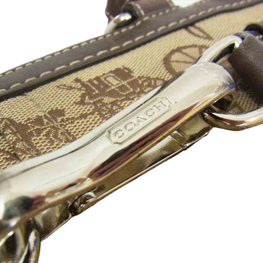 COACH コーチ F14444 ホースアンドキャリッジ 総柄 キャンバス切替 トートバッグ ブラウン系【中古】
