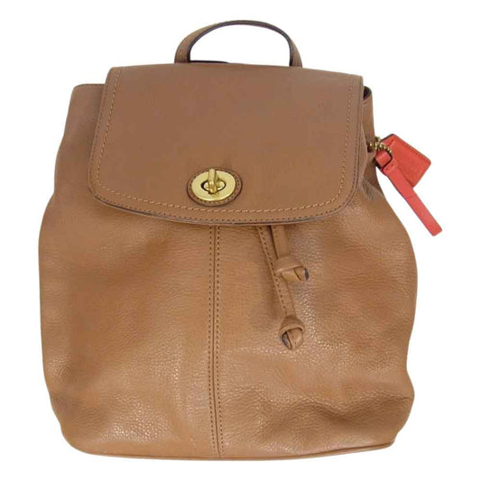 COACH コーチ F24385 レザー リュック ブラウン系【中古】