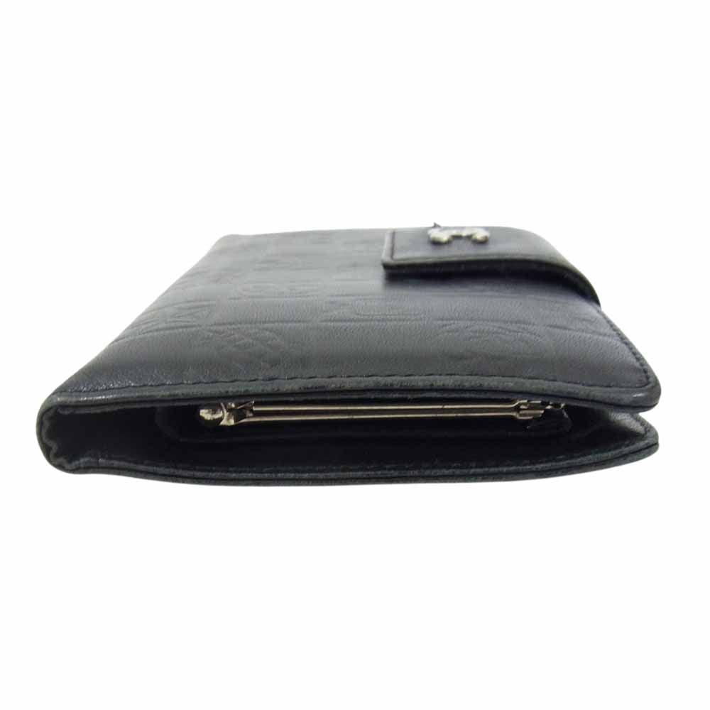 CHANEL シャネル アイコンライン 二つ折り がま口 財布 ブラック系【中古】
