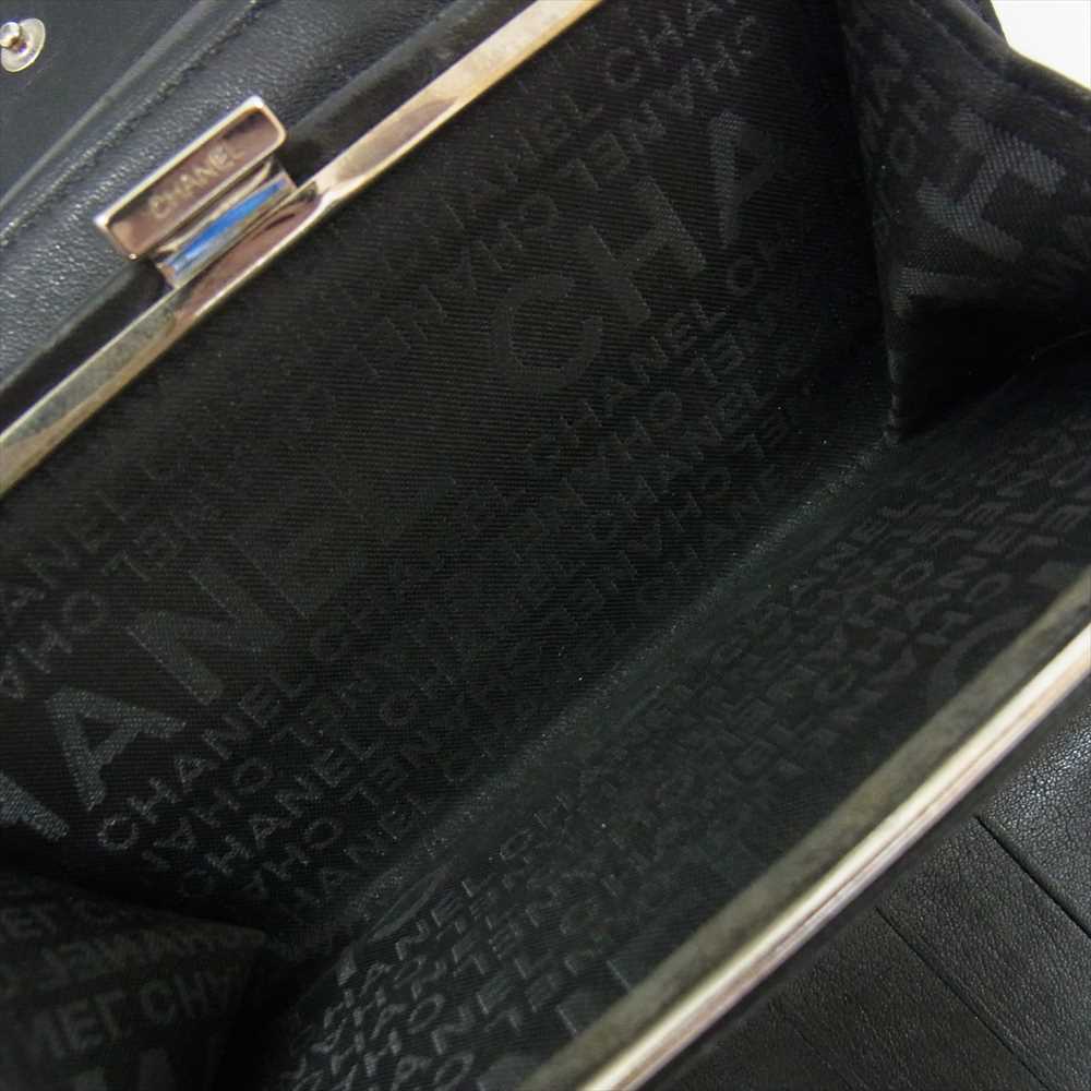 CHANEL シャネル アイコンライン 二つ折り がま口 財布 ブラック系【中古】