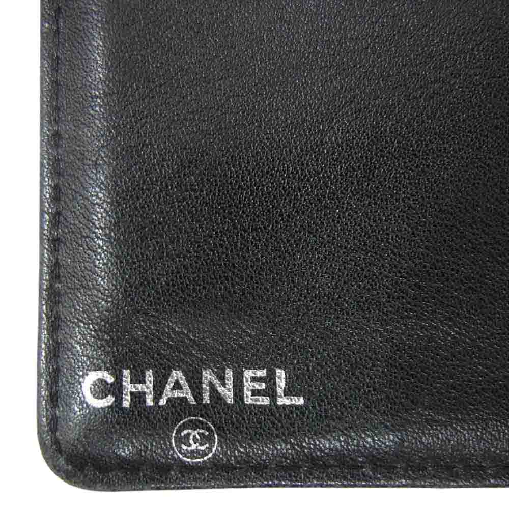 CHANEL シャネル アイコンライン 二つ折り がま口 財布 ブラック系【中古】