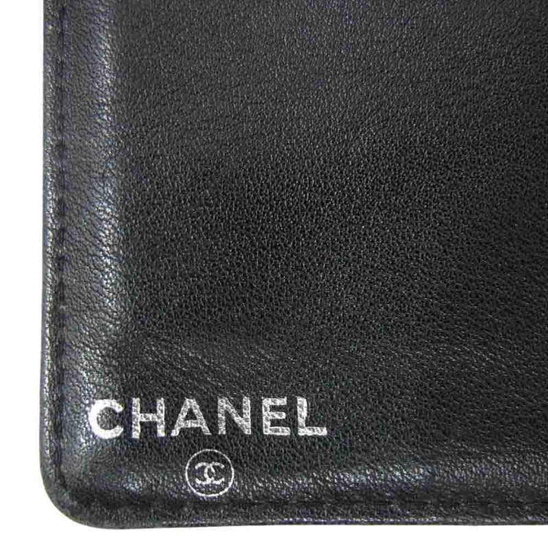 CHANEL シャネル アイコンライン 二つ折り がま口 財布 ブラック系