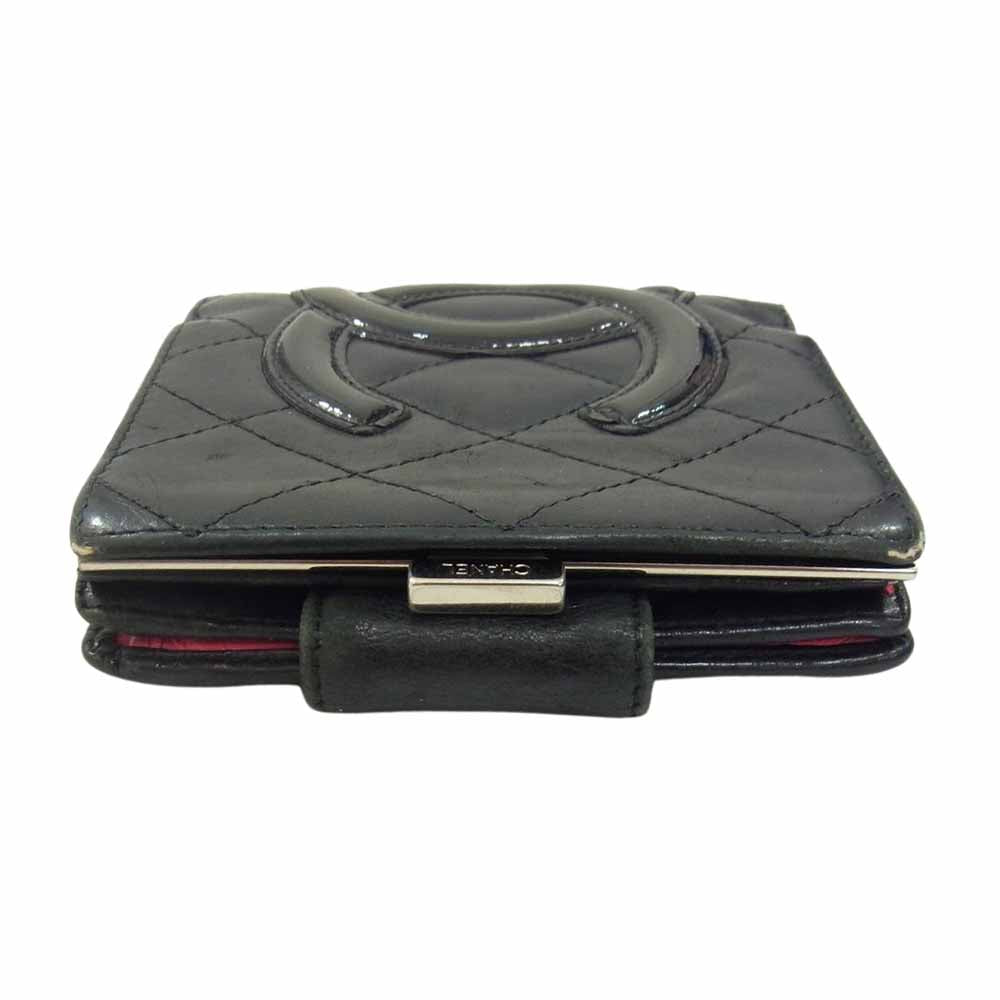 CHANEL シャネル マトラッセ カンボン がま口 財布 ブラック系【中古】