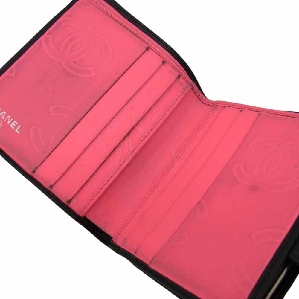 CHANEL シャネル マトラッセ カンボン がま口 財布 ブラック系【中古】