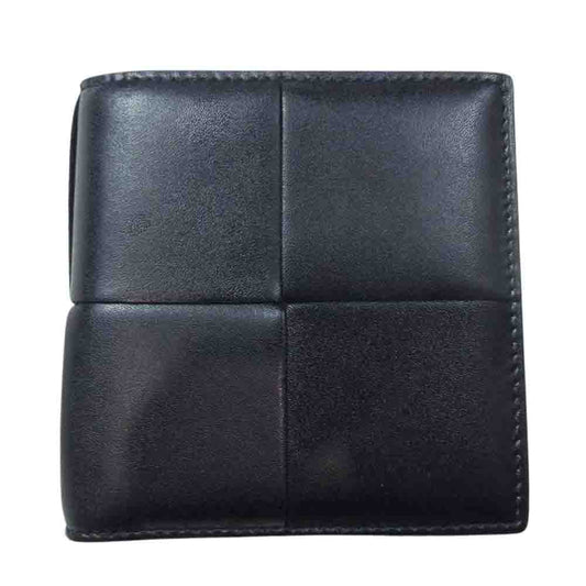 BOTTEGAVENETA ボッテガヴェネタ マキシ イントレチャート レザー 二つ折り 財布 ウォレット ブラック系【中古】