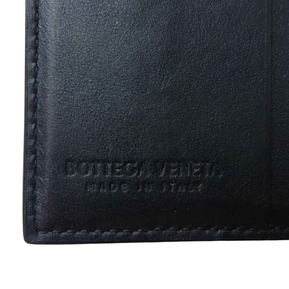 BOTTEGAVENETA ボッテガヴェネタ マキシ イントレチャート レザー 二つ折り 財布 ウォレット ブラック系【中古】