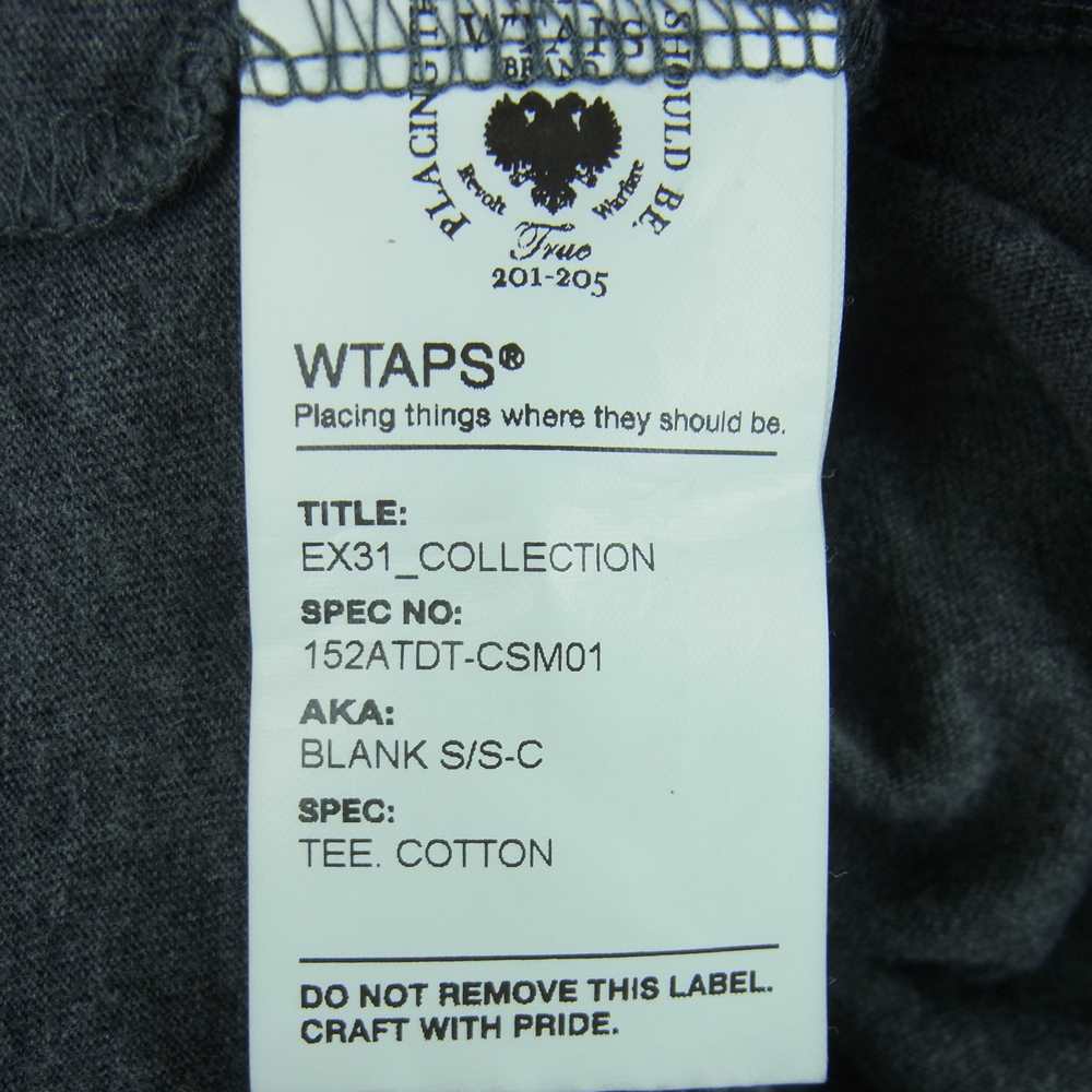 WTAPS ダブルタップス 152ATDT-CSM01 BLANK S/S C ポケット付き 半袖 Tシャツ コットン 日本製 グレー系 S【中古】