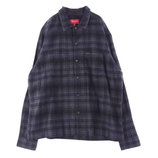 Supreme シュプリーム 21SS Plaid Flannel Shirt プレイド フランネル チェック 長袖 シャツ ダークグレー系 M【美品】【中古】