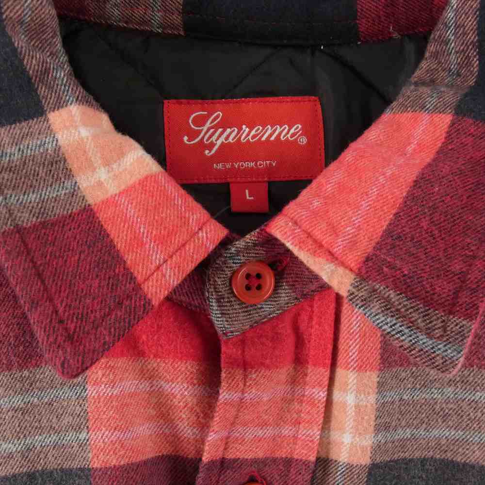 Supreme シュプリーム 20AW Quilted Flannel Shirt キルテッド キルティング フランネル チェック 長袖 シャツ マルチカラー系 L【中古】