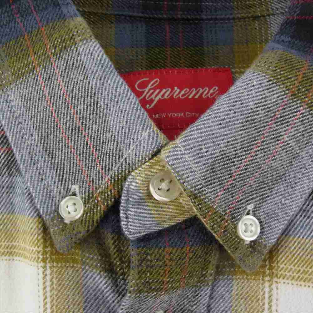 Supreme シュプリーム 22SS Brushed Plaid Flannel Shirt ブラッシュド プレイド フランネル チェック 長袖 シャツ マルチカラー系 L【美品】【中古】