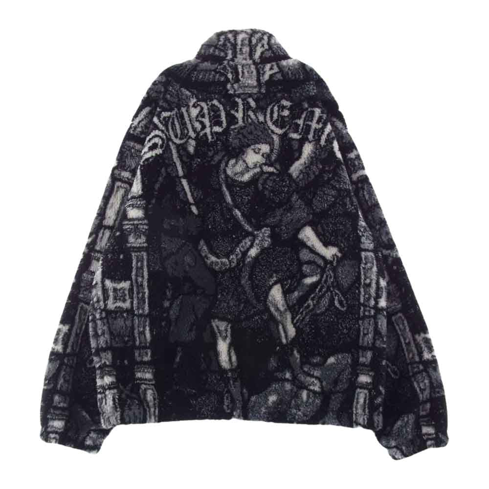 Supreme シュプリーム 21SS Saint Michael Fleece Jacket セント マイケル フリース ジャケット ブラック系 ホワイト系 グレー系 L【美品】【中古】