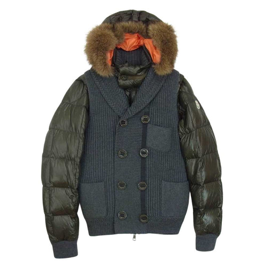 MONCLER モンクレール YOURI ニット ファー ダウン ジャケット グレー系 1【中古】