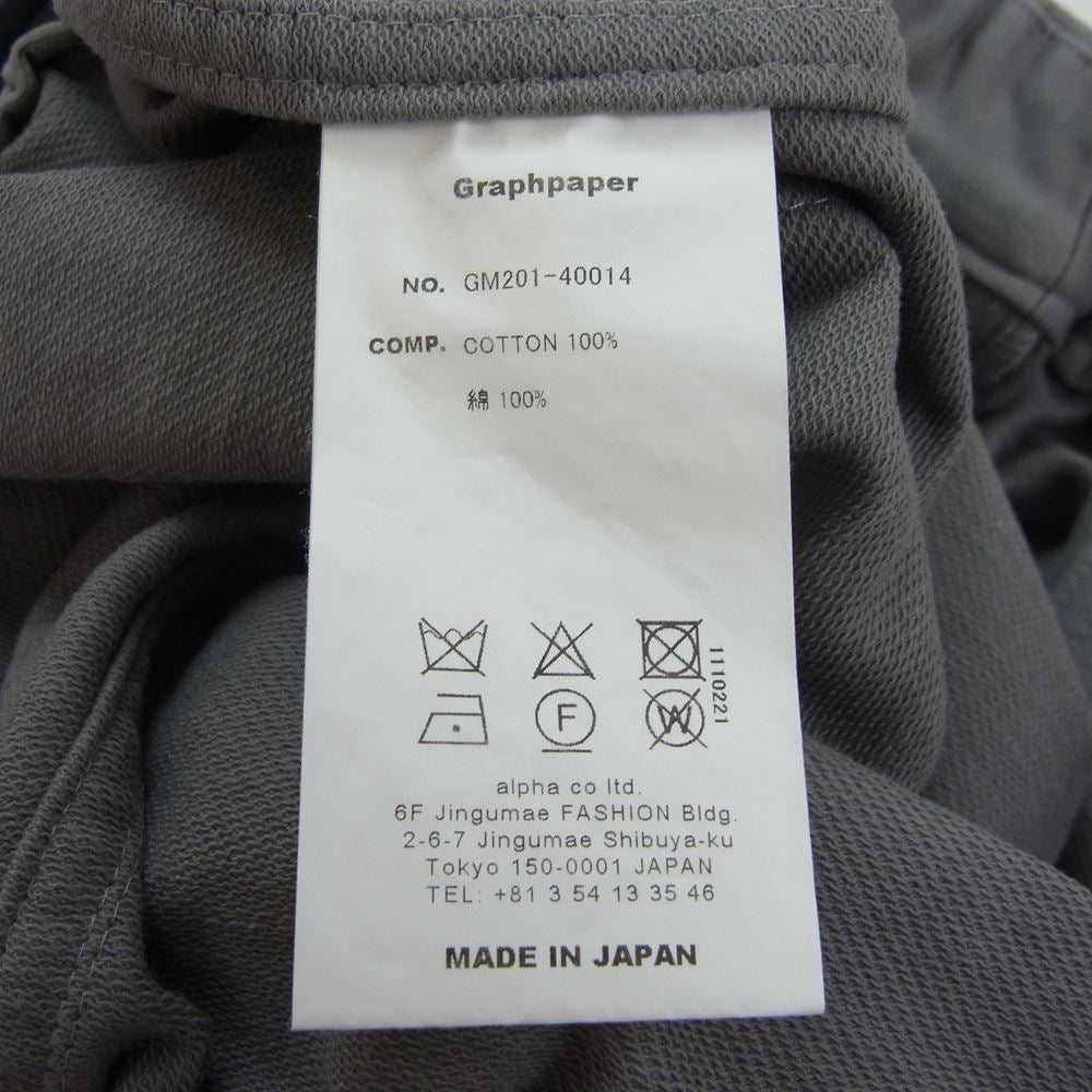 GRAPHPAPER グラフペーパー 20SS GM201-40014 Baker Sweat Pants ベイカー スウェット パンツ グレー系 1【中古】