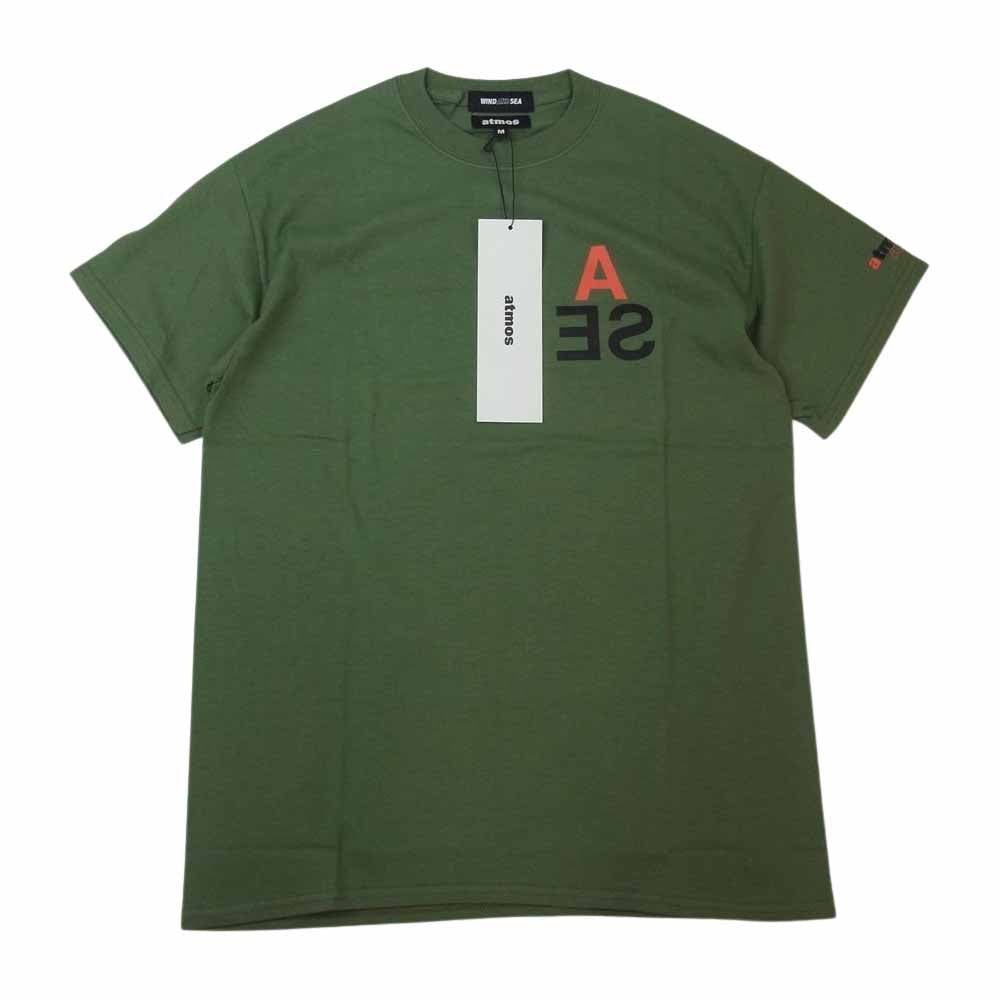 WIND AND SEA ウィンダンシー AT20-070 × atmos アトモス TRIANGLE LOGO トライアングル ロゴ 半袖 Tシャツ グリーン系 M【新古品】【未使用】【中古】