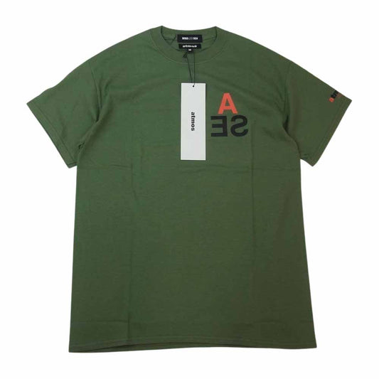 WIND AND SEA ウィンダンシー AT20-070 × atmos アトモス TRIANGLE LOGO トライアングル ロゴ 半袖 Tシャツ グリーン系 M【新古品】【未使用】【中古】