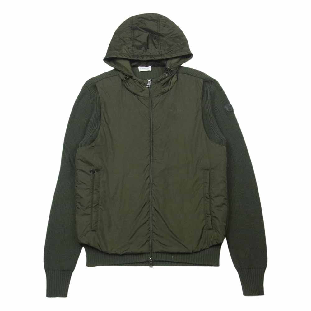 MONCLER モンクレール C20919409700 97340 MAGLIONE TRICOT CARDIGAN マリオーネ トリコ カーディガン ニット 切替 ジャケット カーキ系 ダークカーキ系 L【中古】