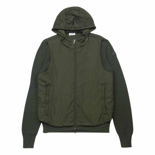 MONCLER モンクレール C20919409700 97340 MAGLIONE TRICOT CARDIGAN マリオーネ トリコ カーディガン ニット 切替 ジャケット カーキ系 ダークカーキ系 L【中古】