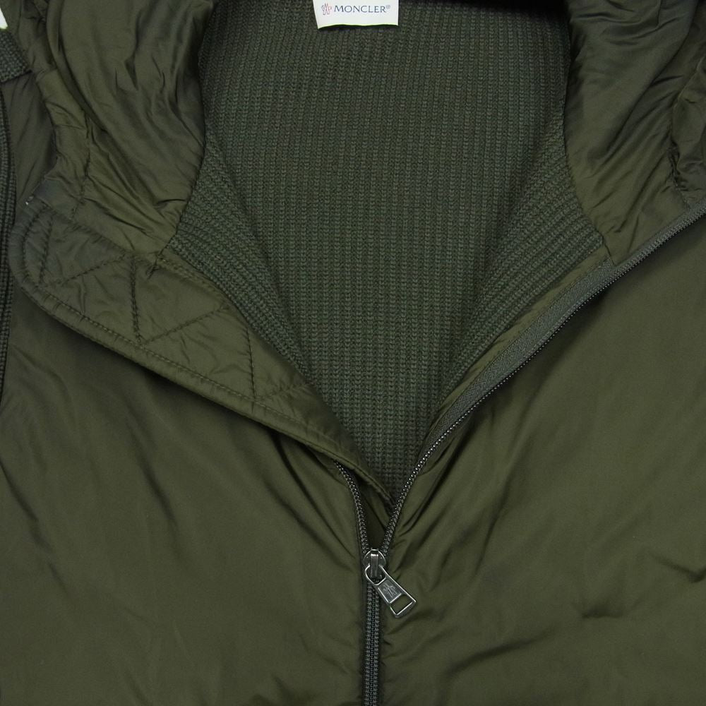 MONCLER モンクレール C20919409700 97340 MAGLIONE TRICOT CARDIGAN マリオーネ トリコ カーディガン ニット 切替 ジャケット カーキ系 ダークカーキ系 L【中古】
