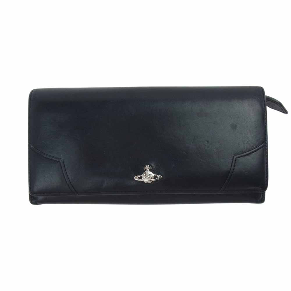 Vivienne Westwood ヴィヴィアンウエストウッド オーブ レザー ロングウォレット 長財布 ブラック系【中古】