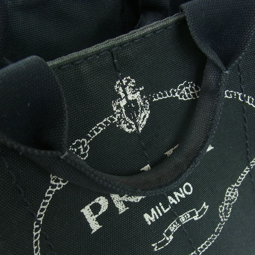 PRADA プラダ B2439G カナパ トート ハンド バッグ イタリア製 ブラック系 ダークグレーに近い黒【中古】