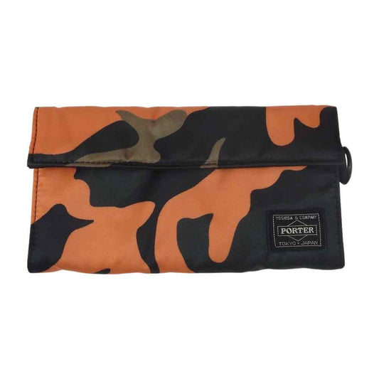 PORTER ポーター 384-17809 PS CAMO LONG WALLET カモフラ ロングウォレット オレンジ系 ブラック系 カーキ系【美品】【中古】