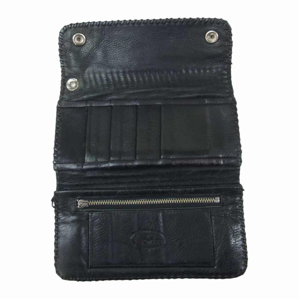 A&G エーアンドジー クロスボタン ロング ウォレット ブラック系【中古】