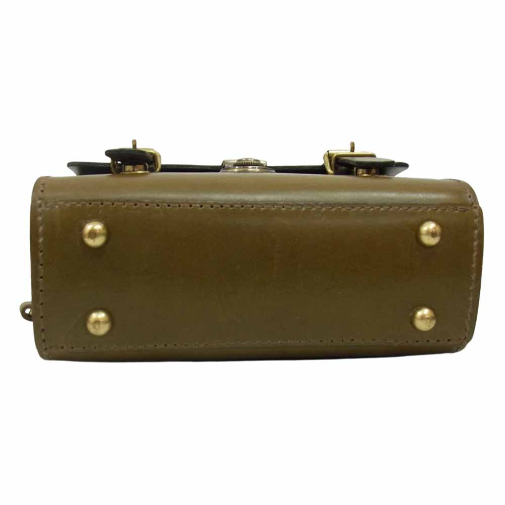 HERZ ヘルツ CW-2-GR 2way 樽型 ミニバッグ カスタムモデル ショルダー ハンド バッグ カーキ系【中古】 HERZ ヘルツ CW-2-GR 2way 樽型 ミニバッグ カスタムモデル ショルダー