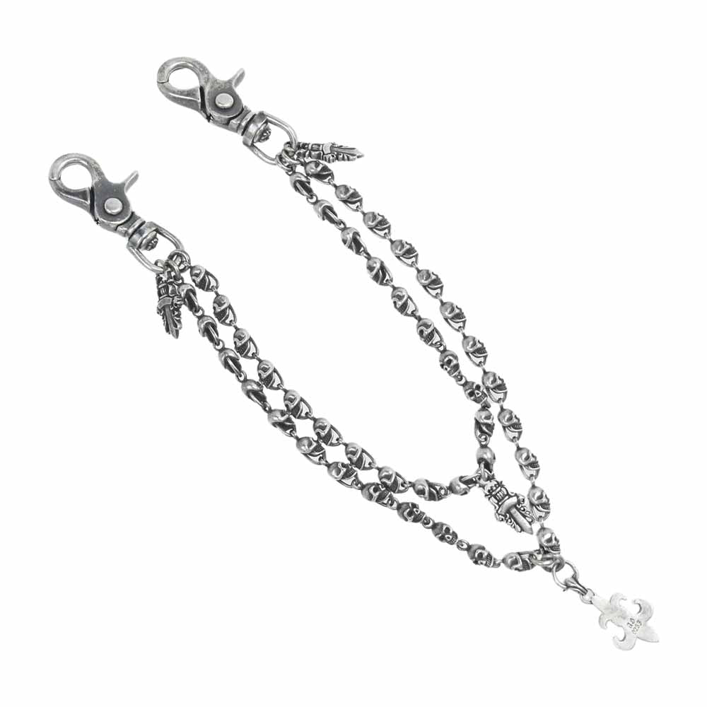 A&G エーアンドジー スカル フレア ダガー 2クリップ 2連 ウォレットチェーン シルバー系【中古】