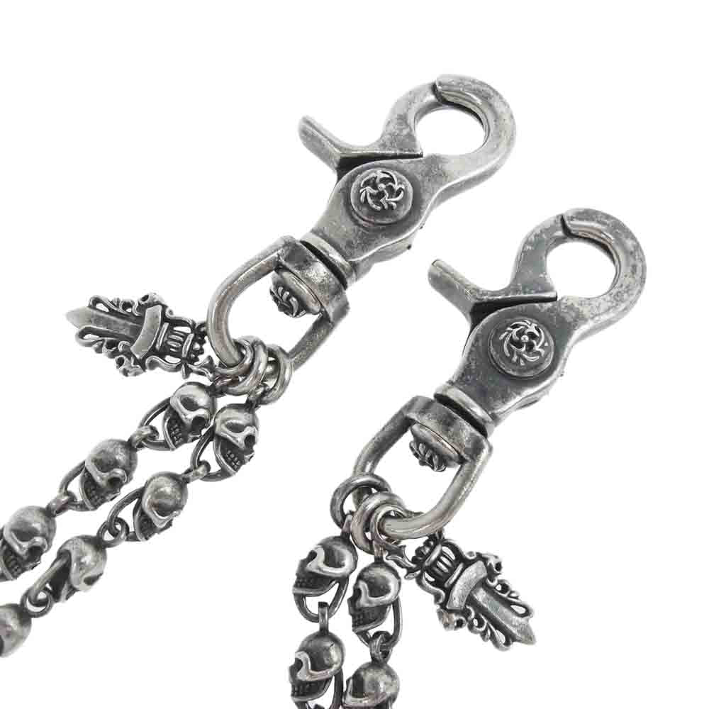 A&G エーアンドジー スカル フレア ダガー 2クリップ 2連 ウォレットチェーン シルバー系【中古】
