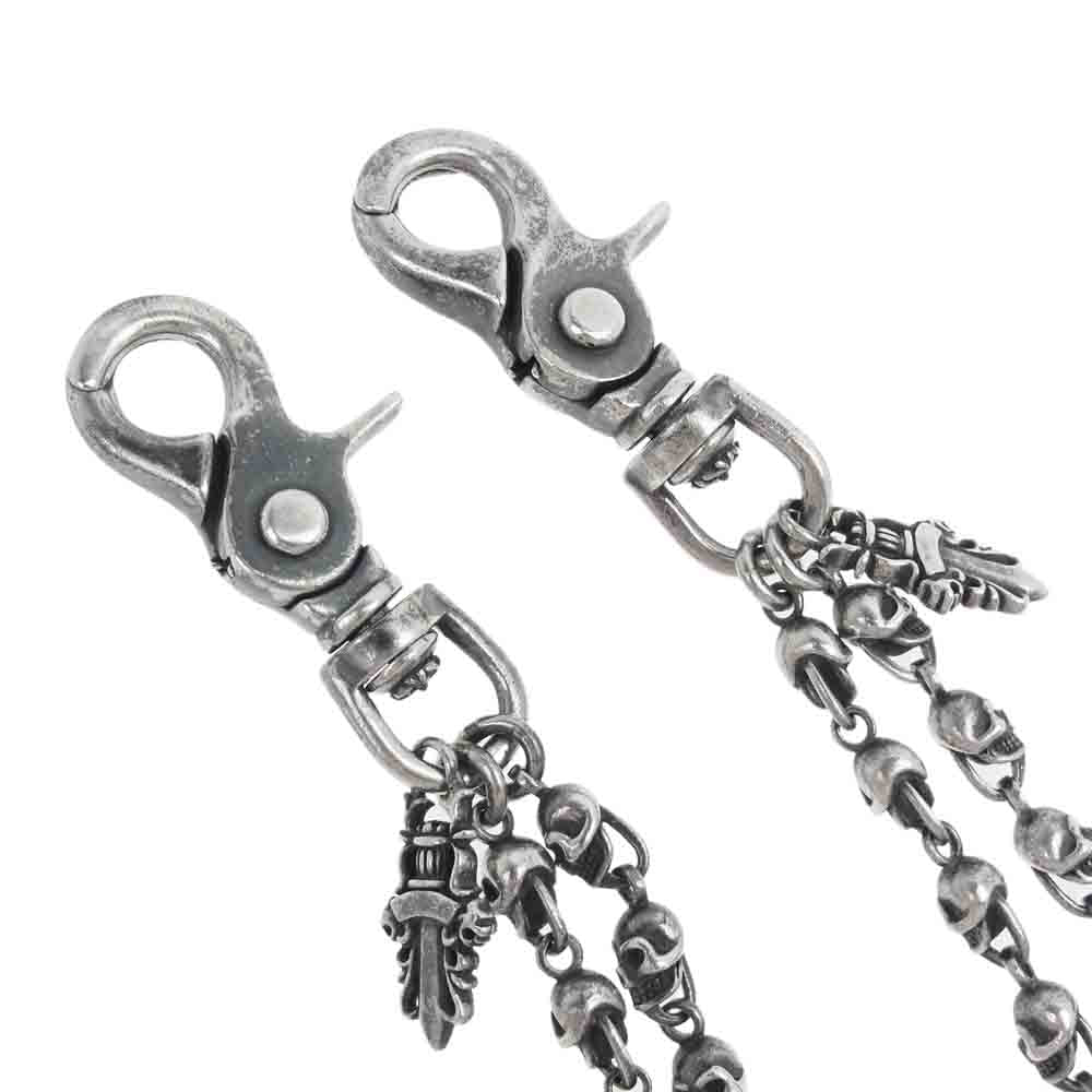 A&G エーアンドジー スカル フレア ダガー 2クリップ 2連 ウォレットチェーン シルバー系【中古】